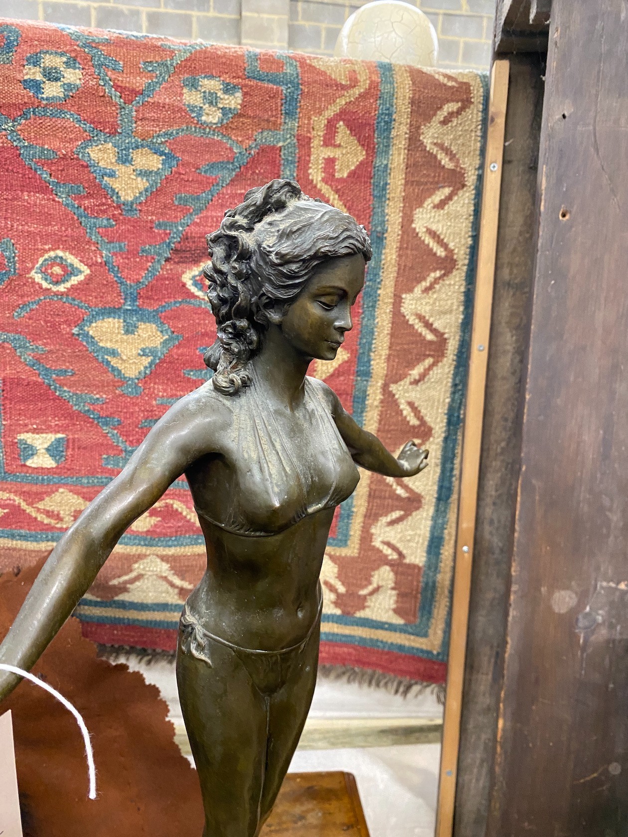 An Art Deco style bronze female bather, height 71cm